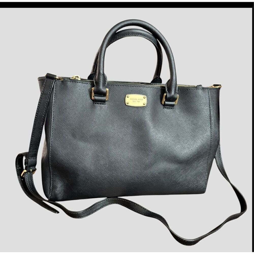 Michael Kors Kellen Black Medium Saffiano Tote Crossbody